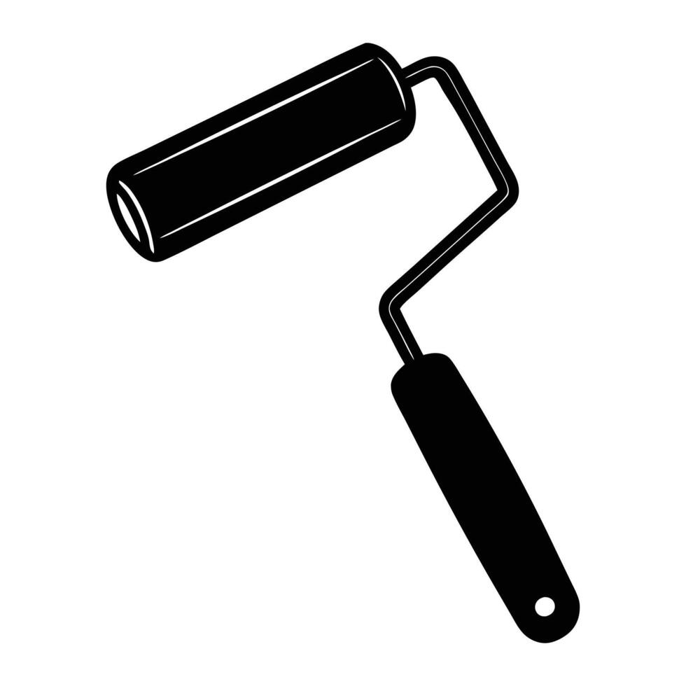 a black and white illustration of a paint roller vector
