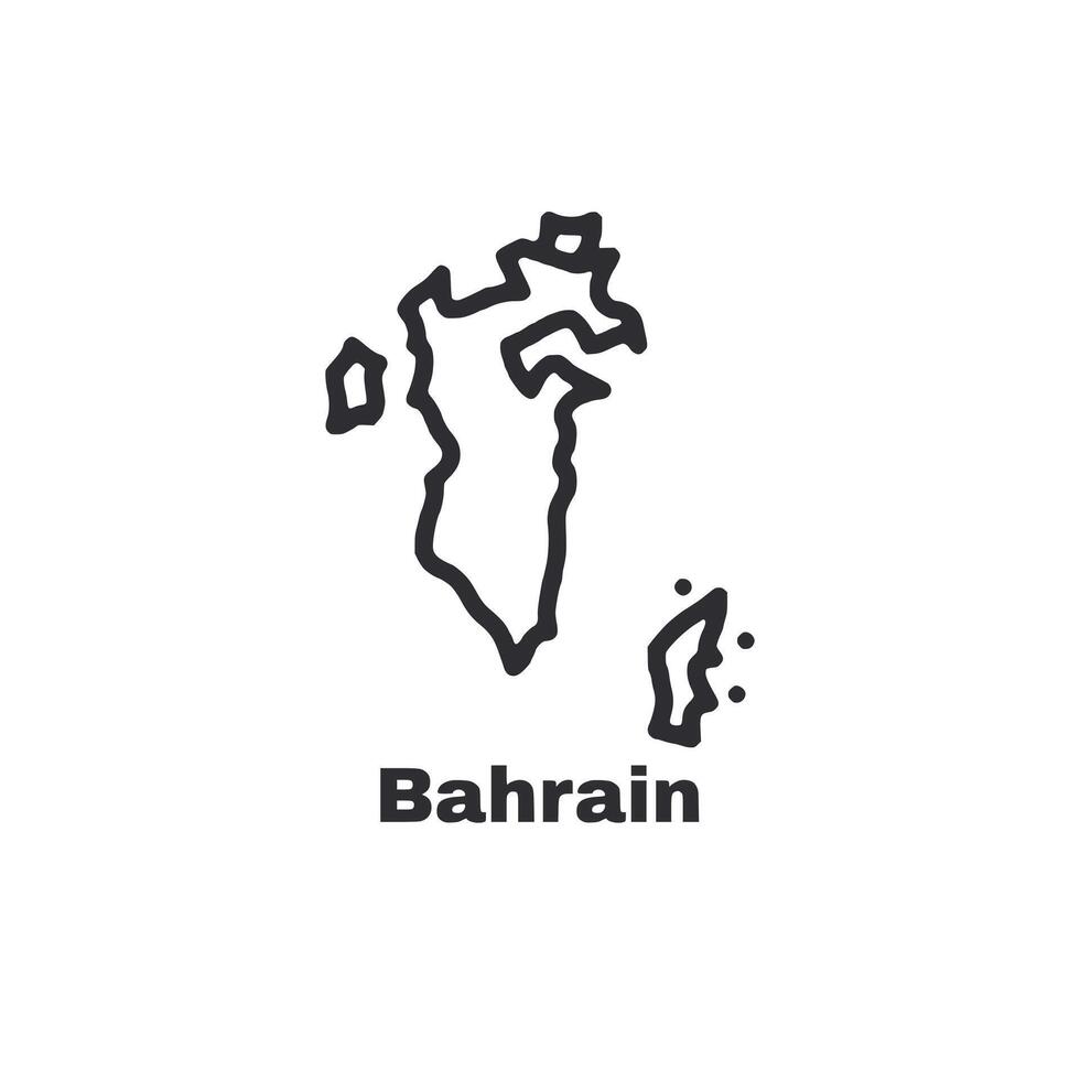 A map of Bahrain is drawn in black and white vector
