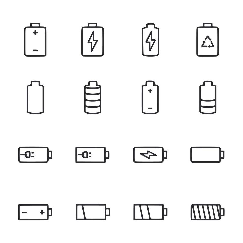 A set of battery icons with different conditions vector