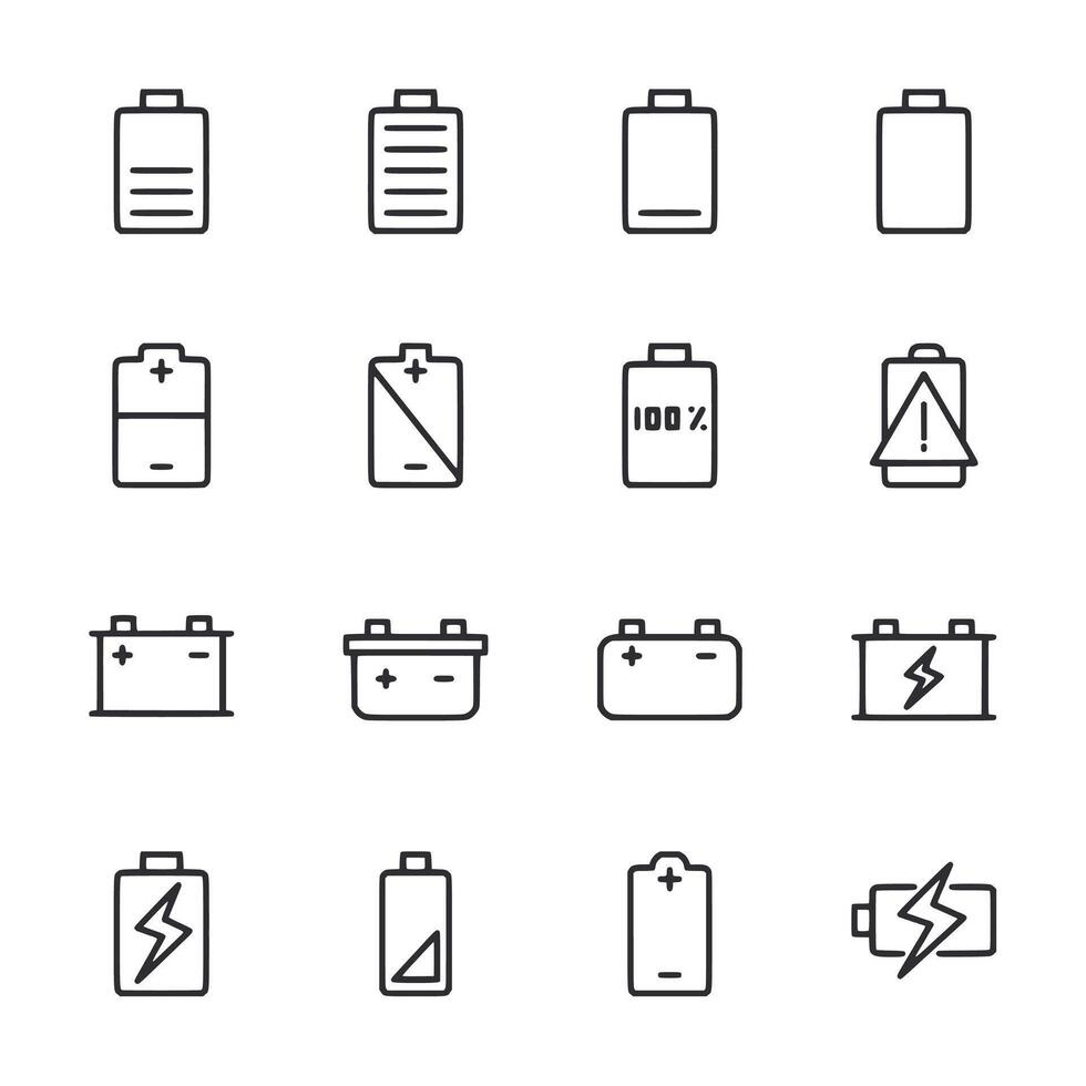 A set of battery icons in different style vector