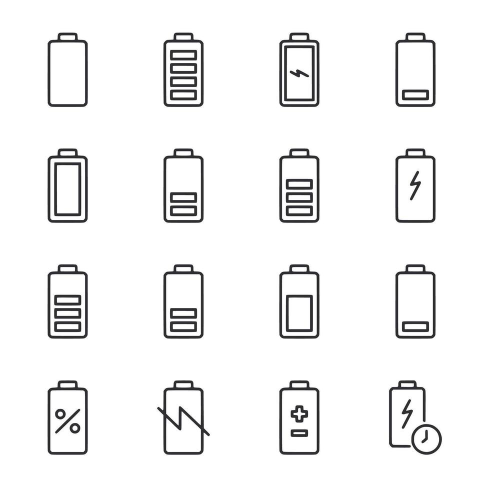 A set of battery icons with a white background vector