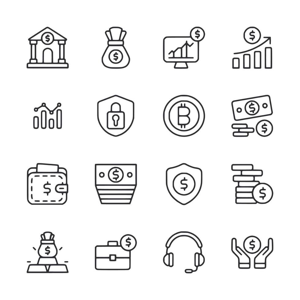 A set of finance icons vector
