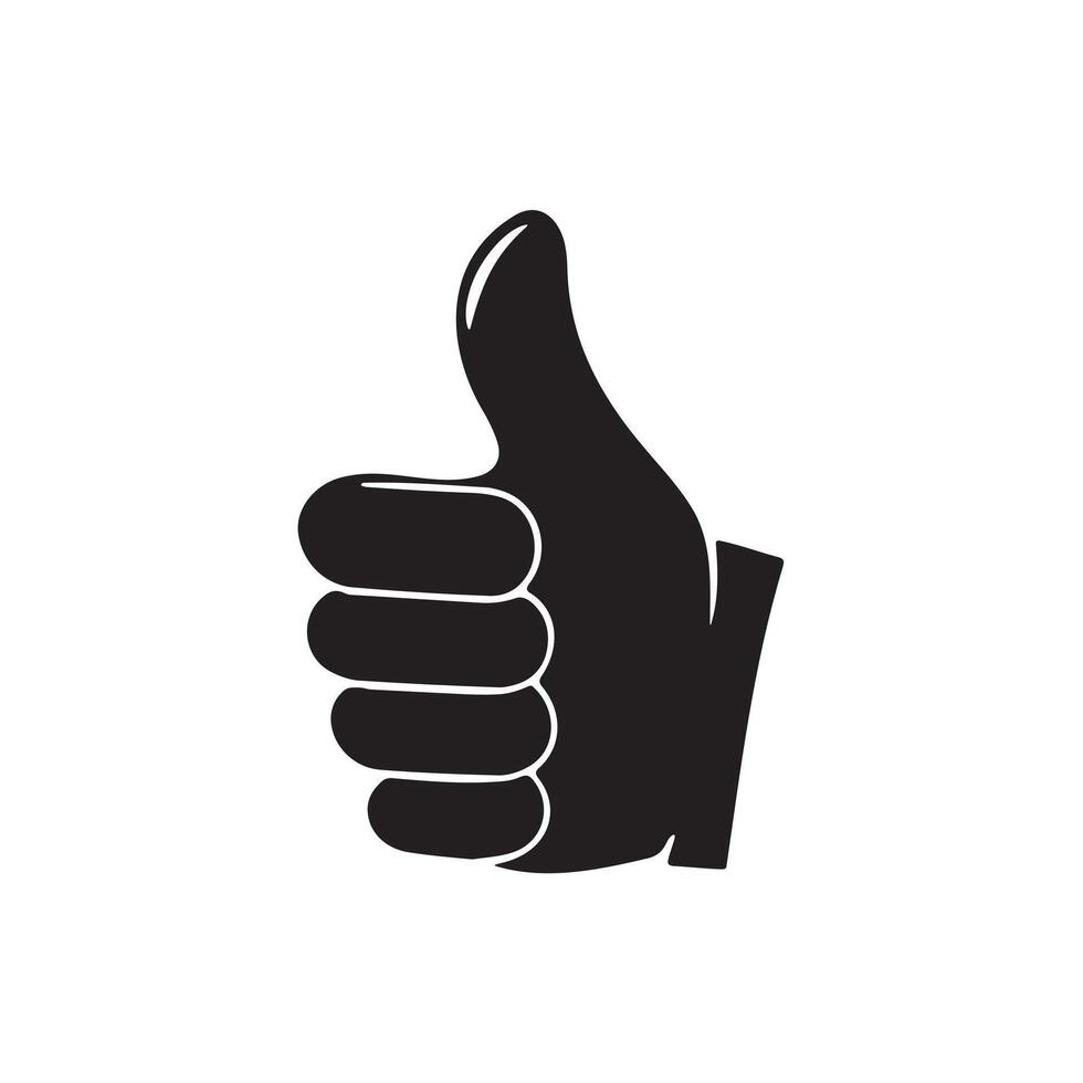 Thumbs up icon silhouette on white background vector