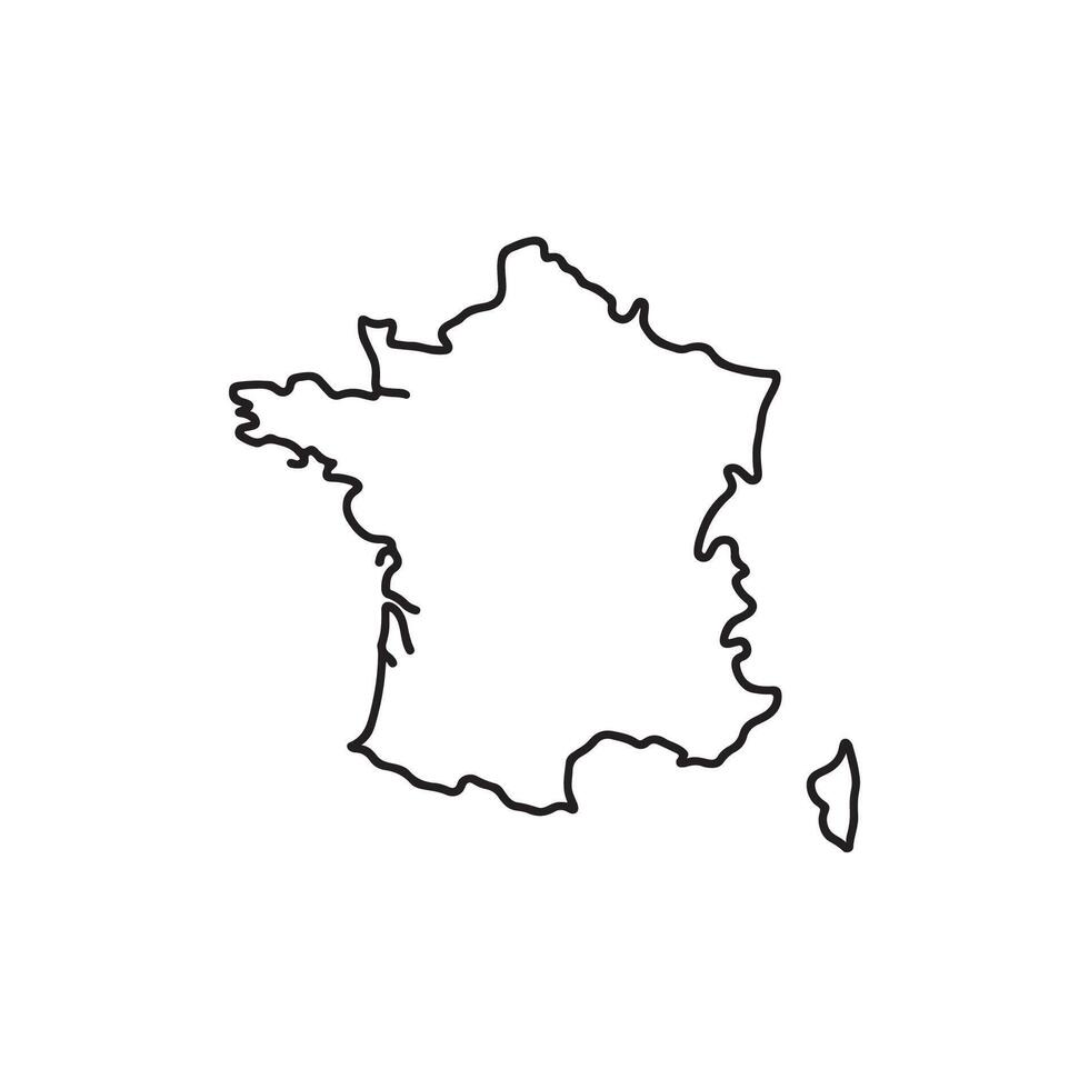A line art map of France black and white outline vector