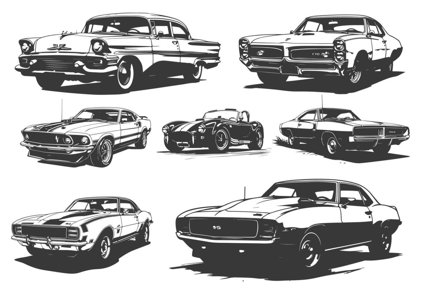 American Classic Car Art Silhouette vector