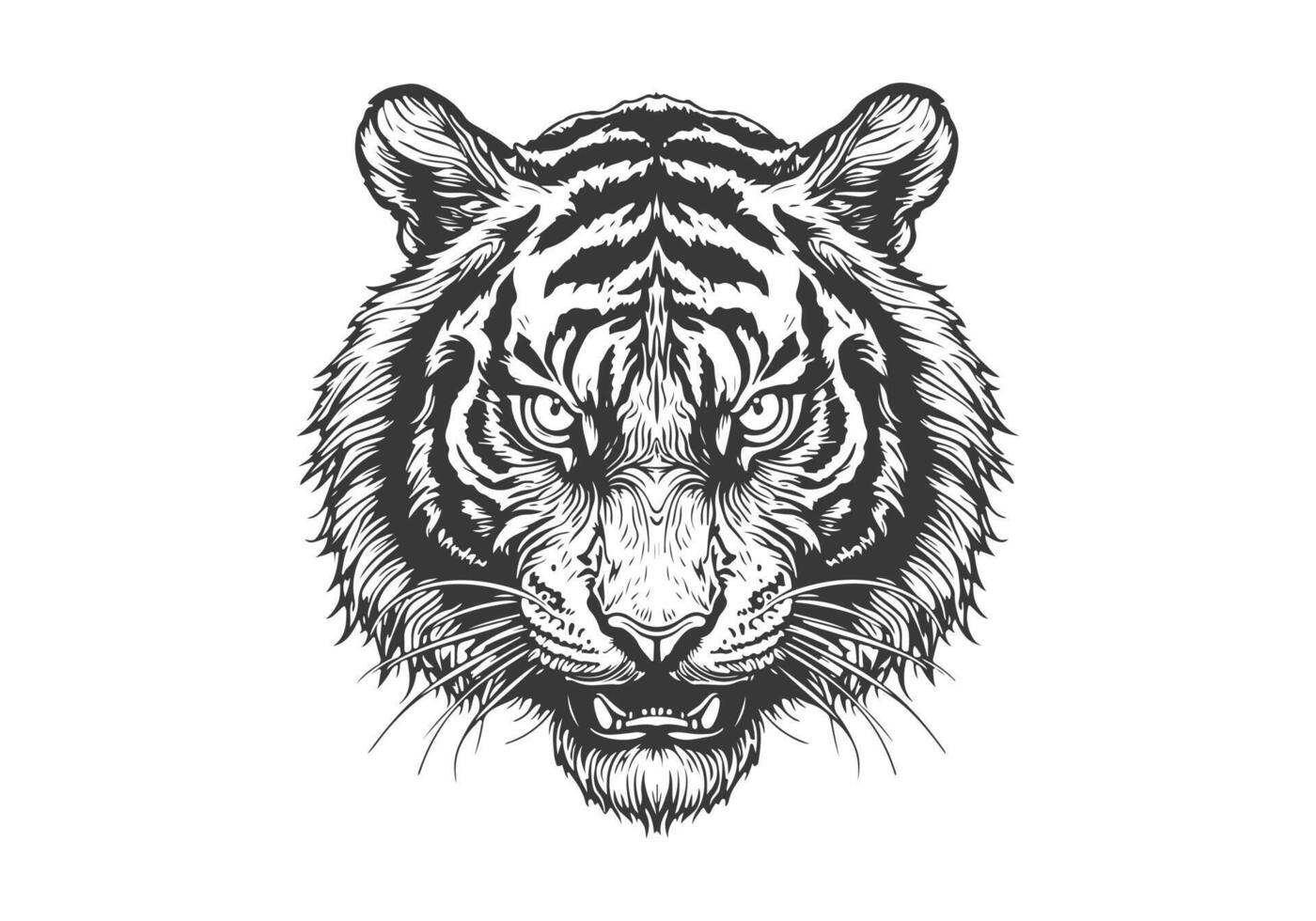 tiger face silhouette black vector