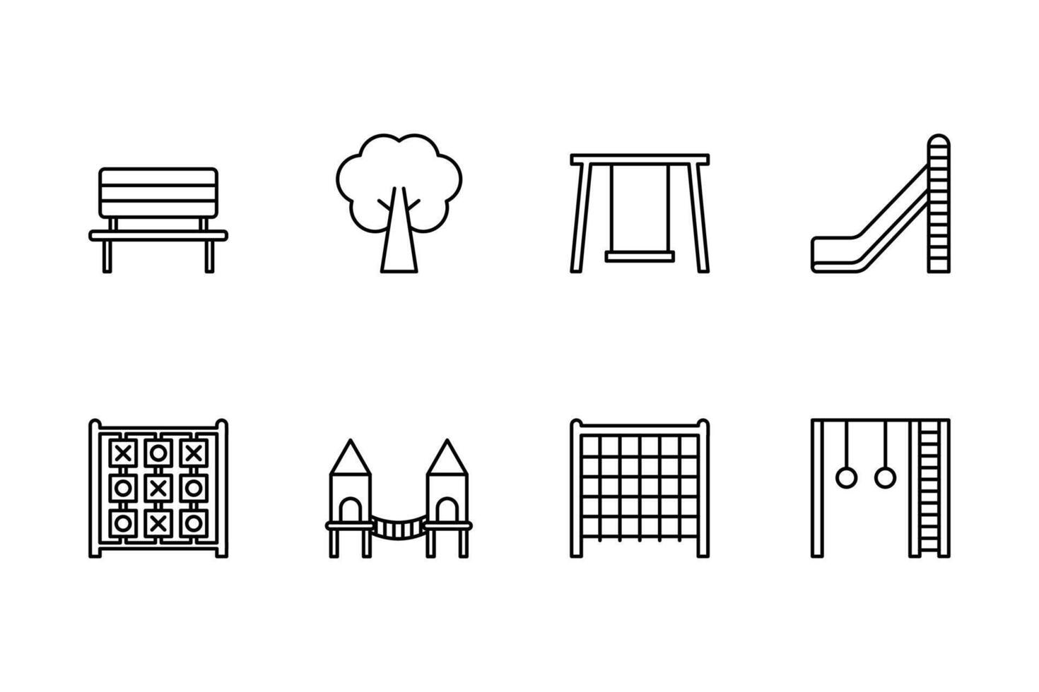 Playground and Park Line Icon Set. Minimalistic Design Elements vector