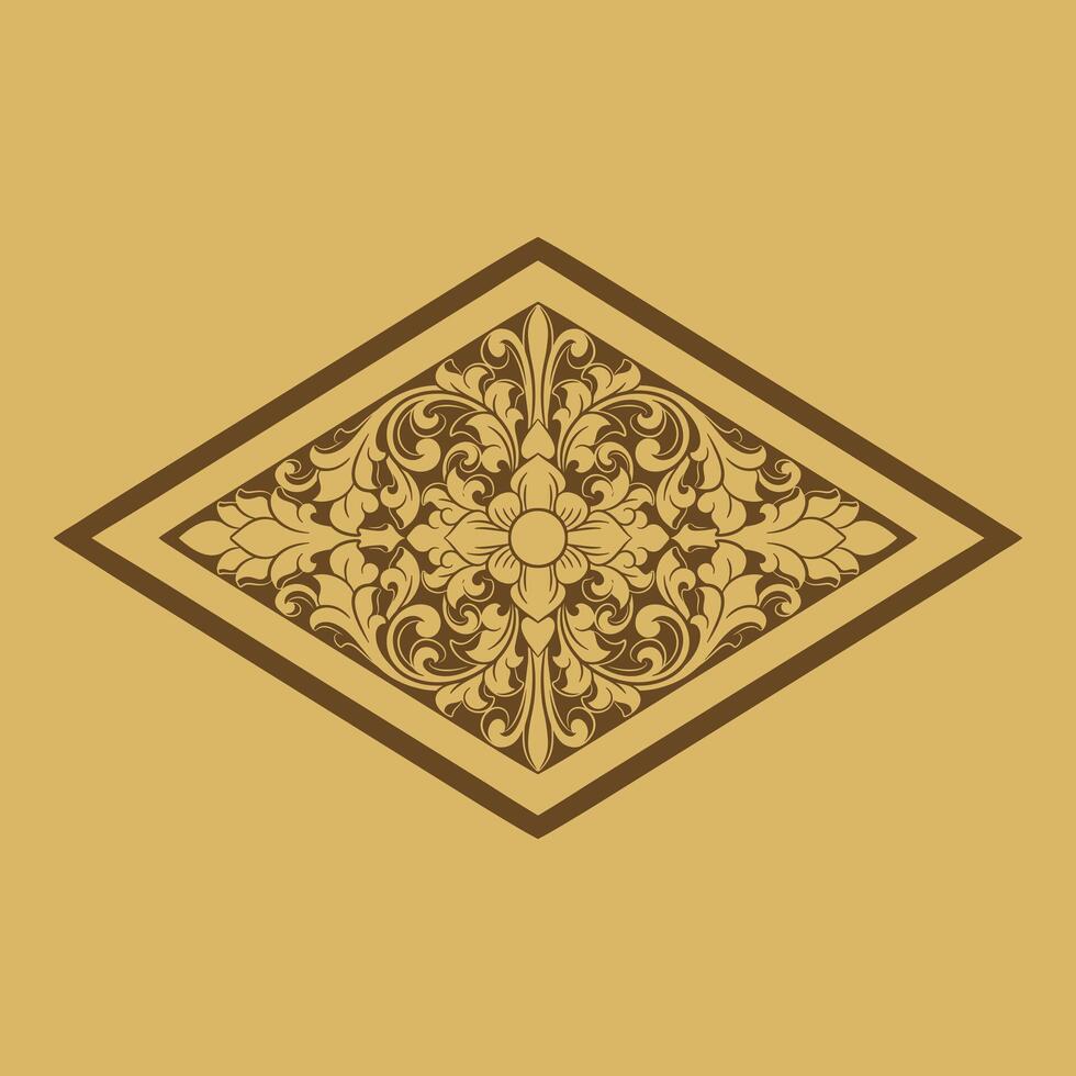 frame engraved floral element decoration vector