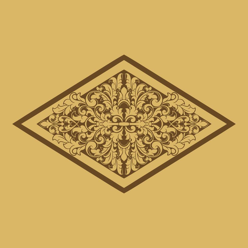 engraved brown frame for wedding invitation vector