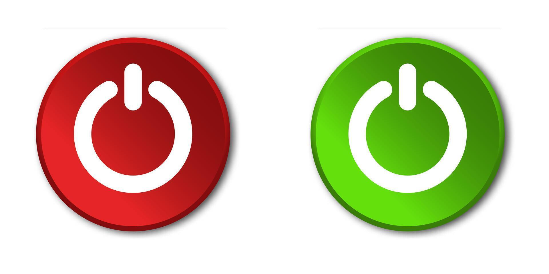Red and green power button icons in modern circular designs. vector