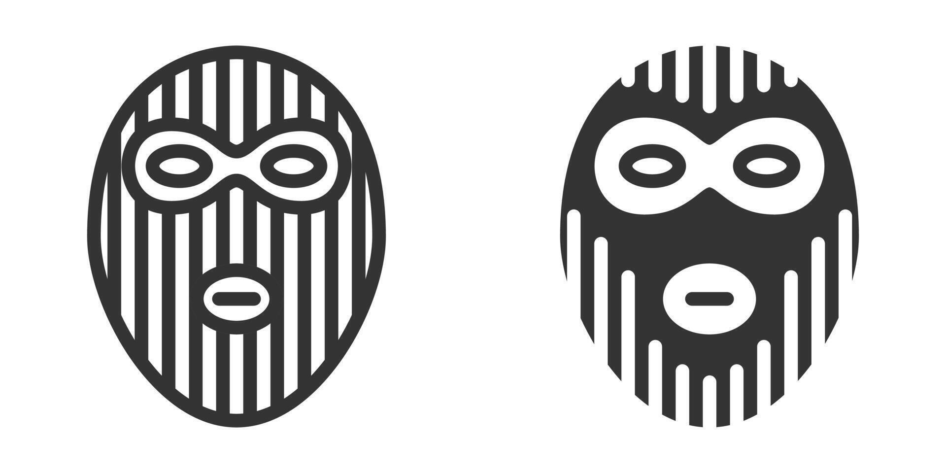 Striped gangster mask icon in bold black and outline styles, . vector