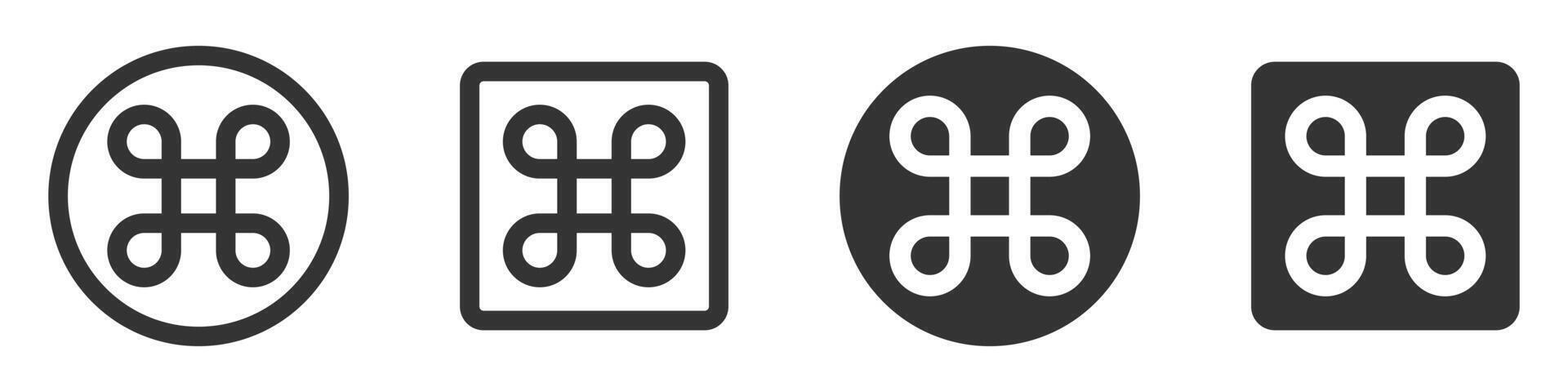 Command symbols displayed in circular and square designs. vector