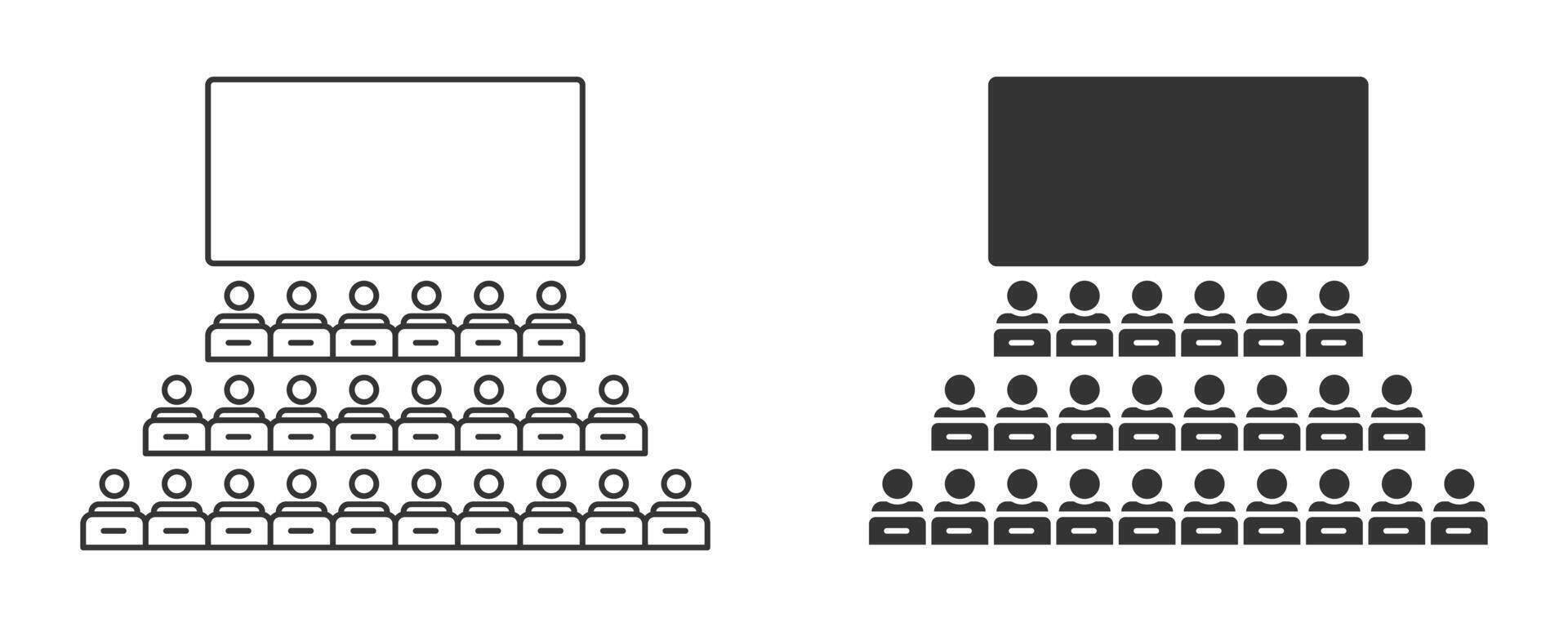 Cinema audience sitting in front of a large screen. vector