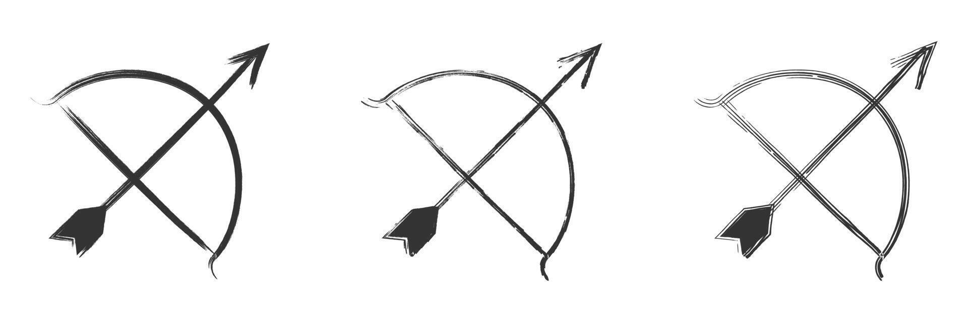 Bow and arrow sketched icon, symbolizing aim and focus. vector