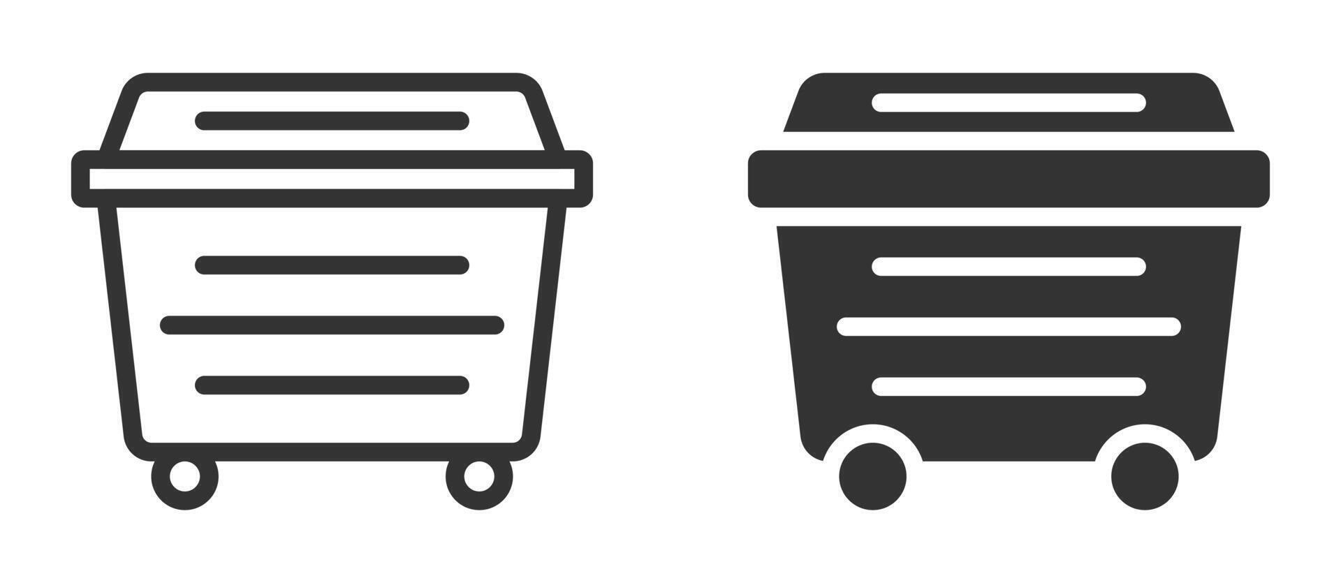 Trash bin icons in modern design for waste or recycling. vector