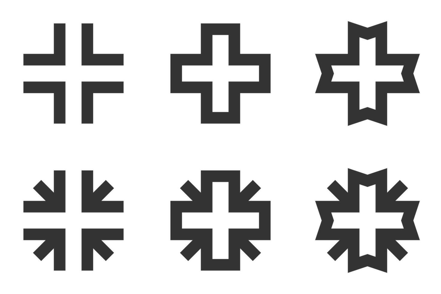 Minimalist cross icon set, perfect for medical or religious themes. vector