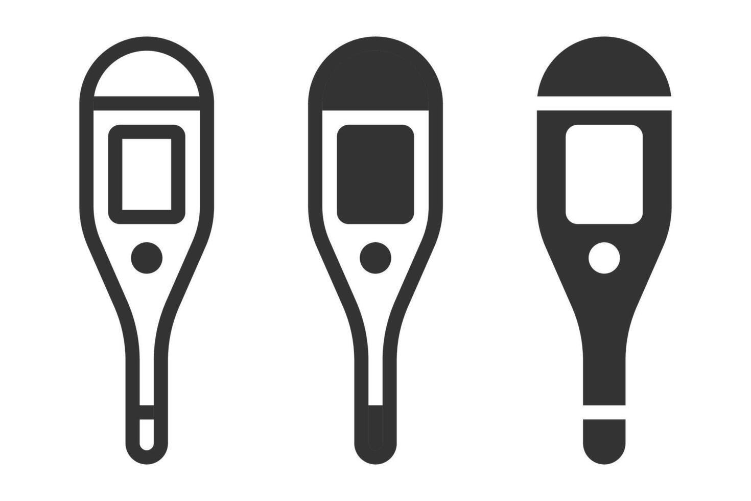 icon of a digital thermometer in multiple styles. vector