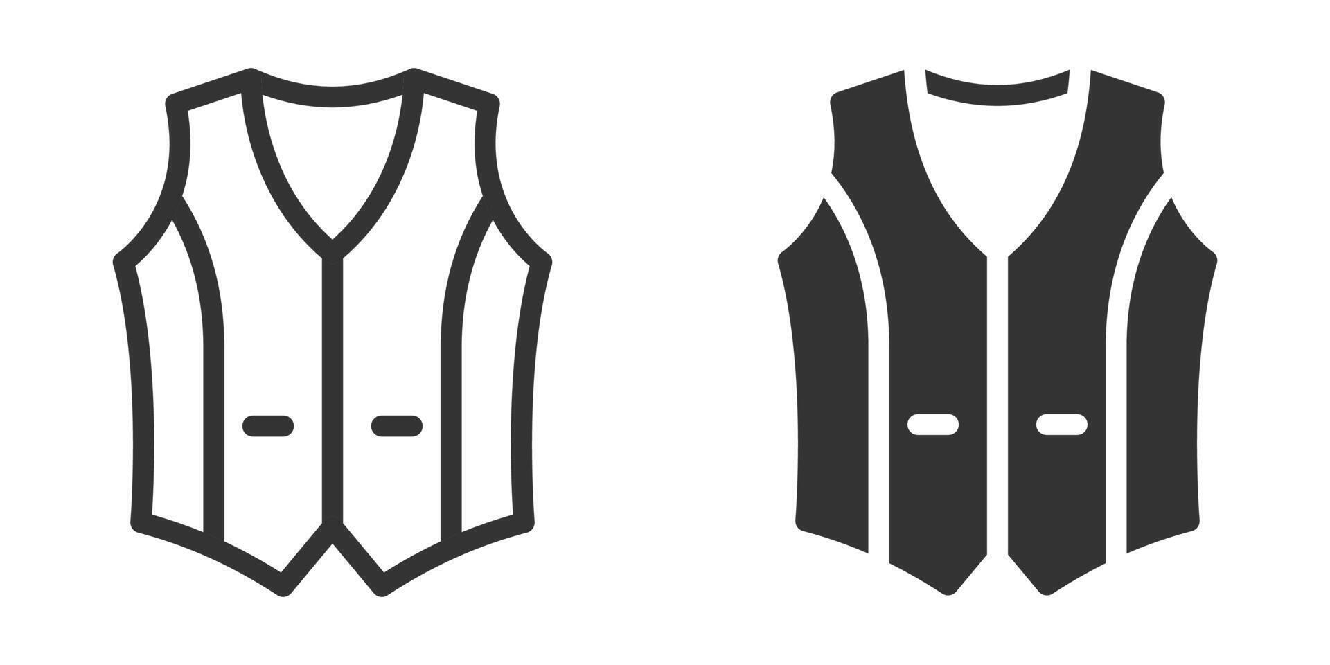Icon of a formal vest with two pockets, ideal for representing clothing, fashion, or business attire. vector