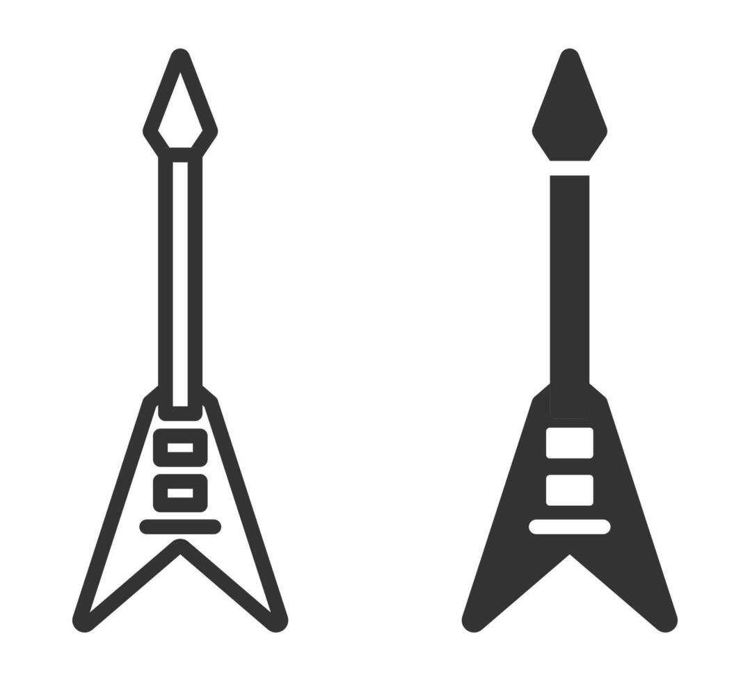 Icon of an electric guitar, often used to represent music, rock, or musical instruments in general. vector