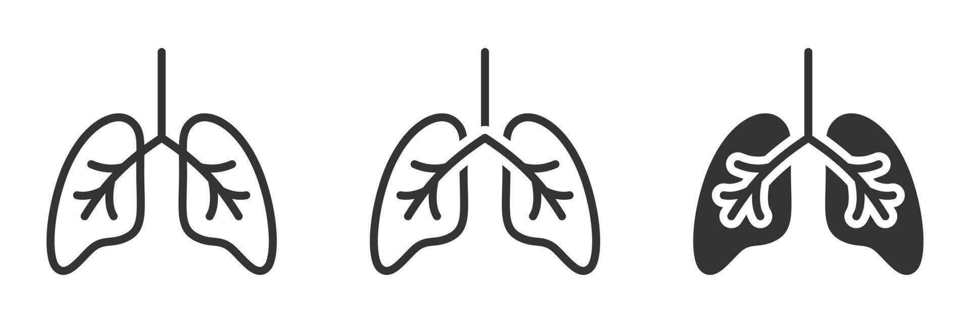 Minimalist lungs icons, showing various medical and respiratory concept designs in outline style. illustration. vector