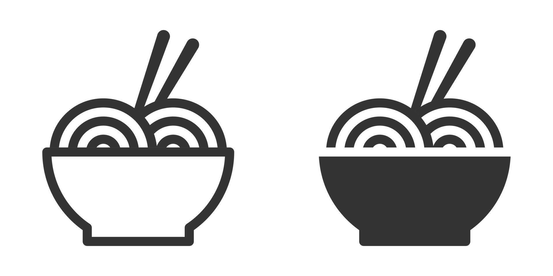 Simple noodle bowl icon with chopsticks. vector