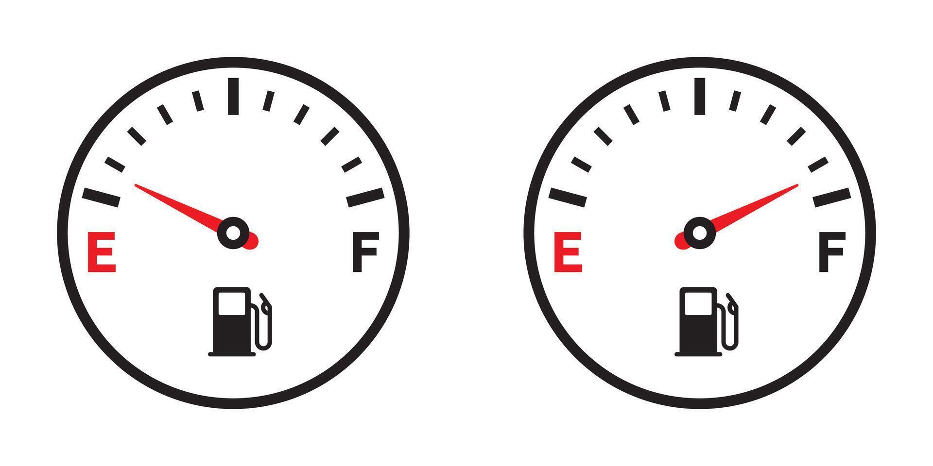 VectIcon of a fuel gauge showing empty and full levels, suitable for automotive, transportation, or energy-related designs. vector