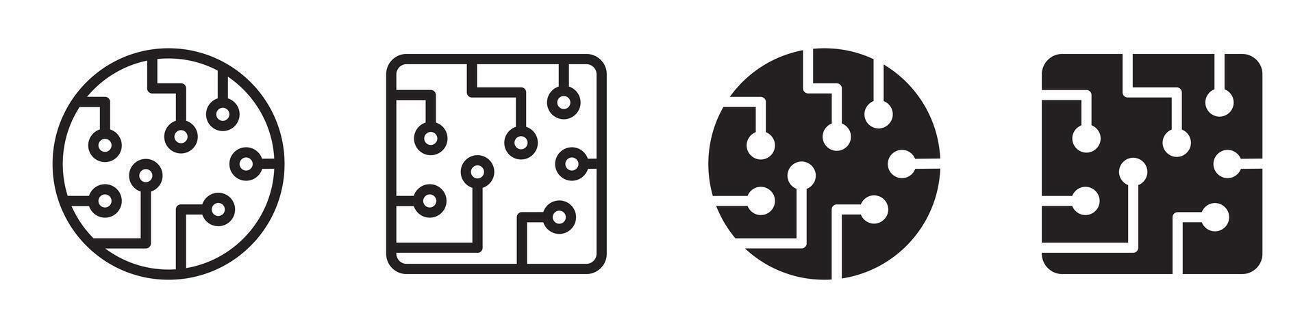 Icon of a circuit board, ideal for representing electronics, technology, or digital components in tech-related designs. vector