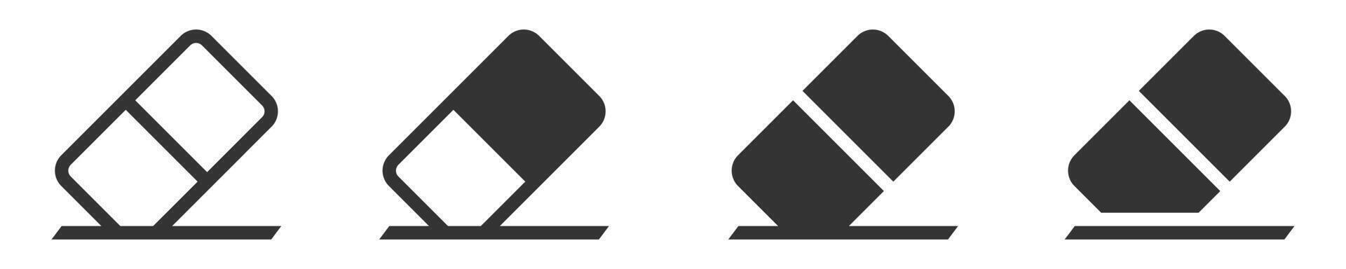 Tilted eraser icon in four styles, clean and minimal set. vector