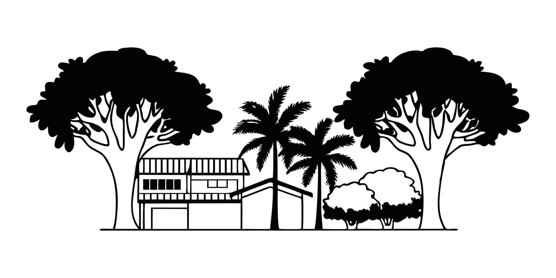 Serene Forest Silhouette Design vector