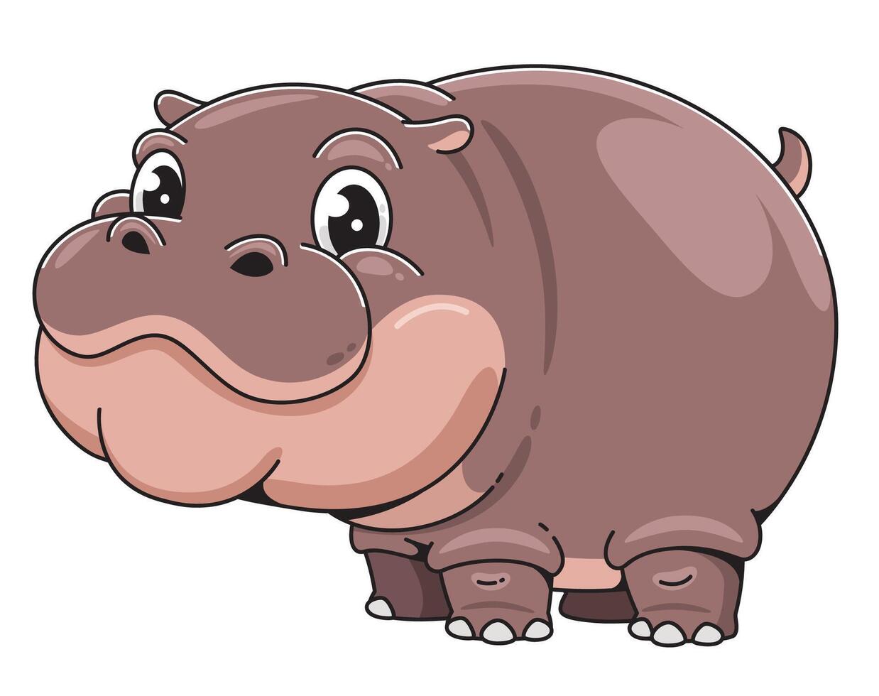 Cartoon hippo standing on a white background vector
