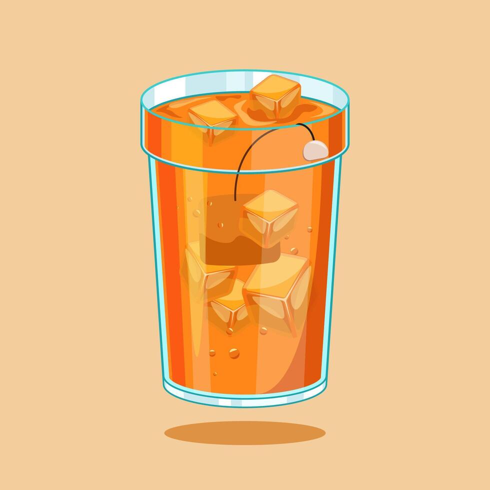 Fresh iced tea in a glass cup vector