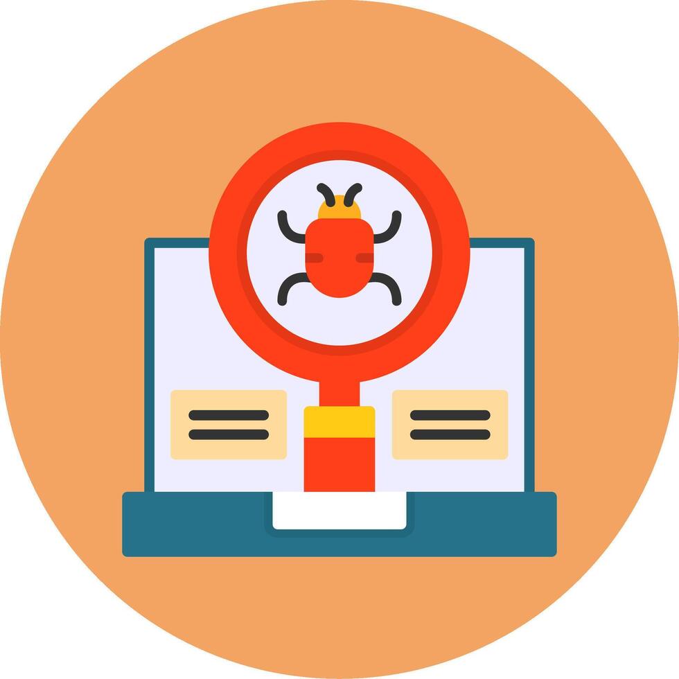 Search Bug Flat Circle Style Icon vector
