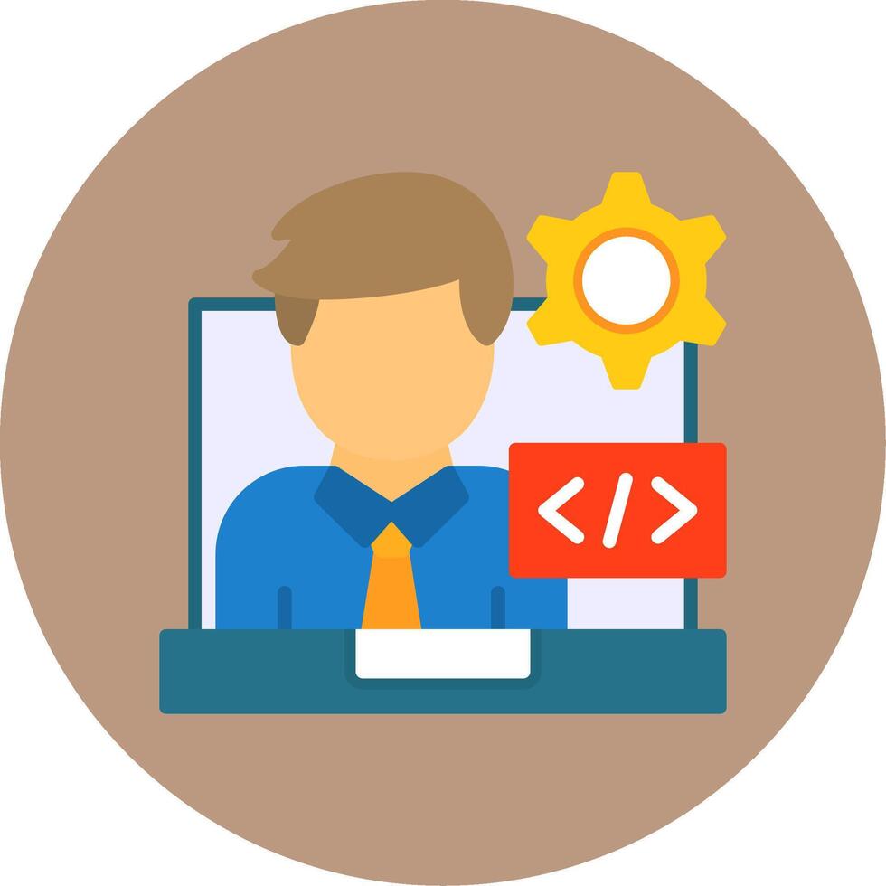 Programmer Flat Circle Style Icon vector