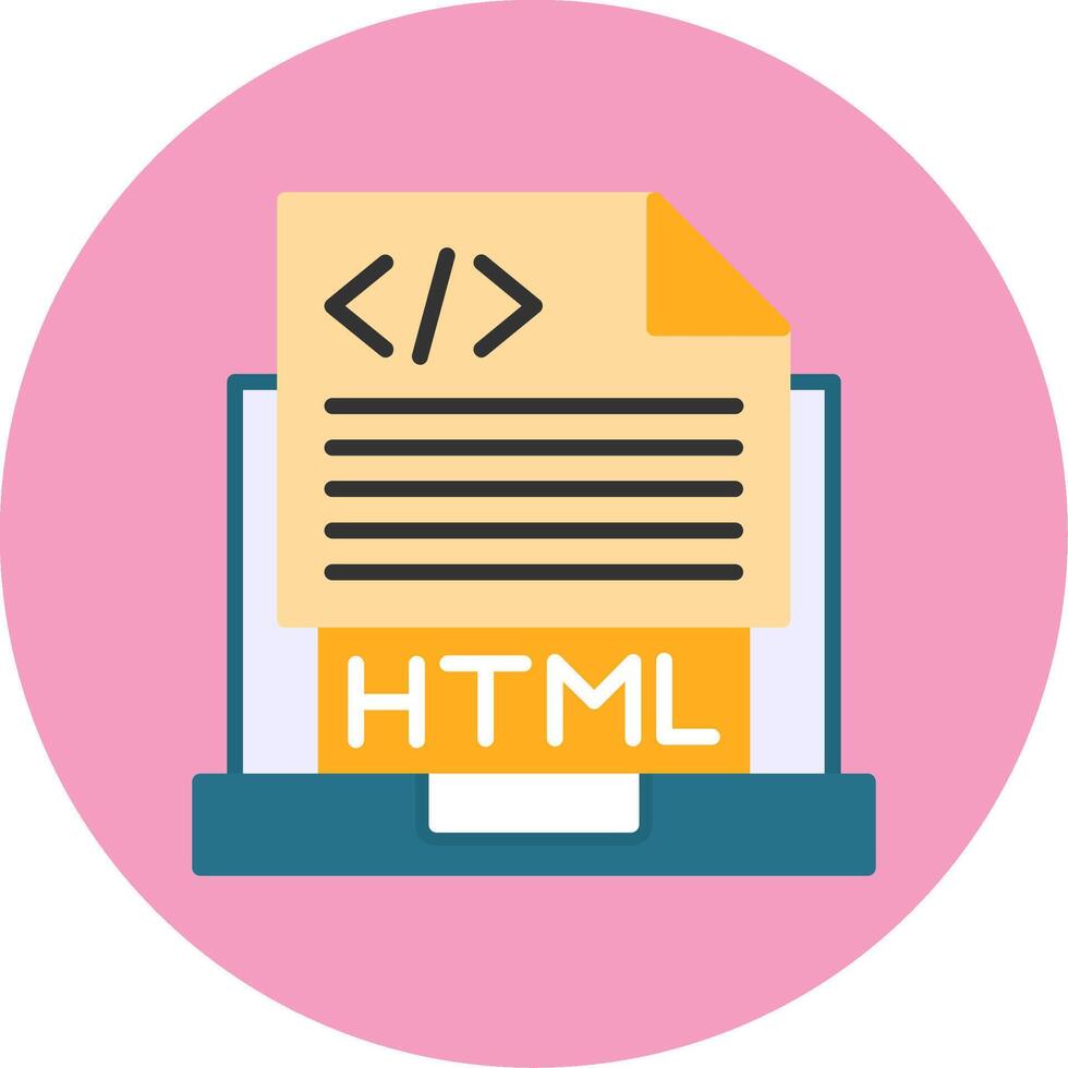 Html File Flat Circle Style Icon vector