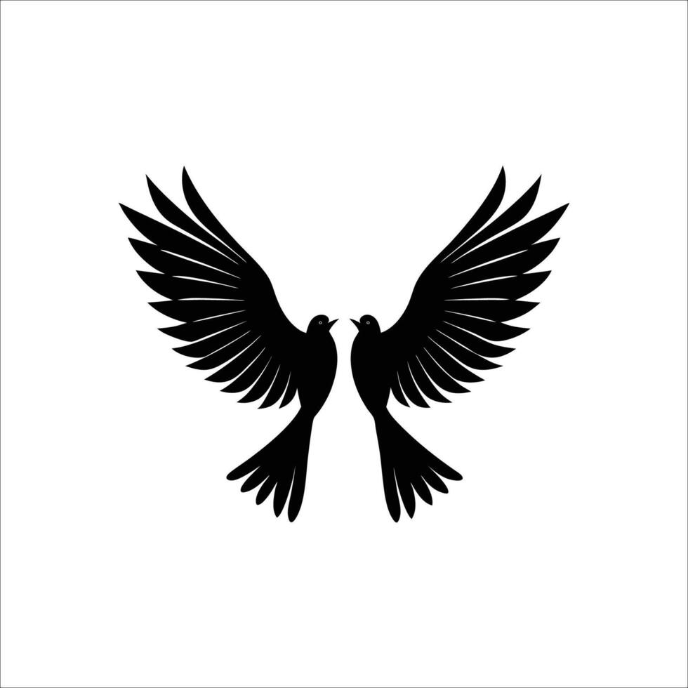 Silhouette of Two Birds in Flight, Symbol of Freedom vector