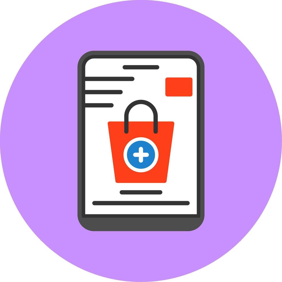 Mobile Shopping Flat Circle Style Icon vector