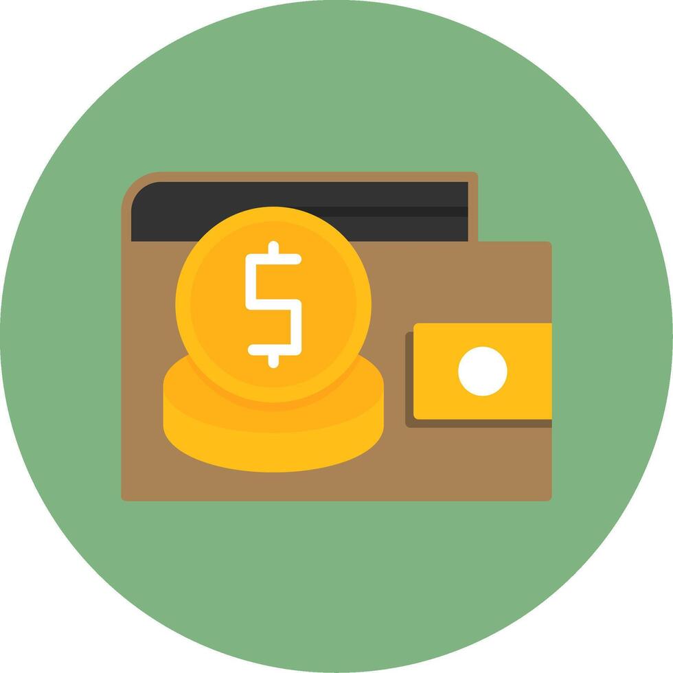 Wallet with coins Flat Circle Style Icon vector