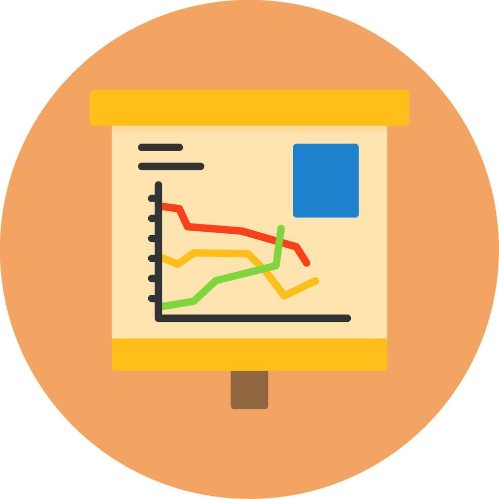 Multiple Line Graph Flat Circle Style Icon vector