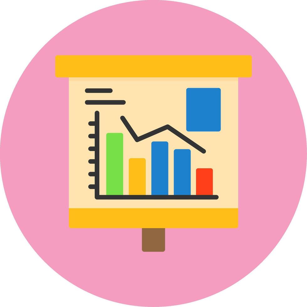 Declining Graph Flat Circle Style Icon vector