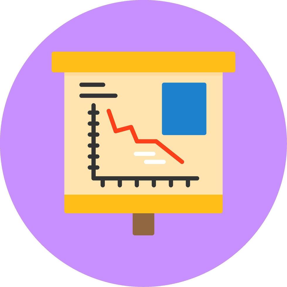 Declining Line Graph Flat Circle Style Icon vector