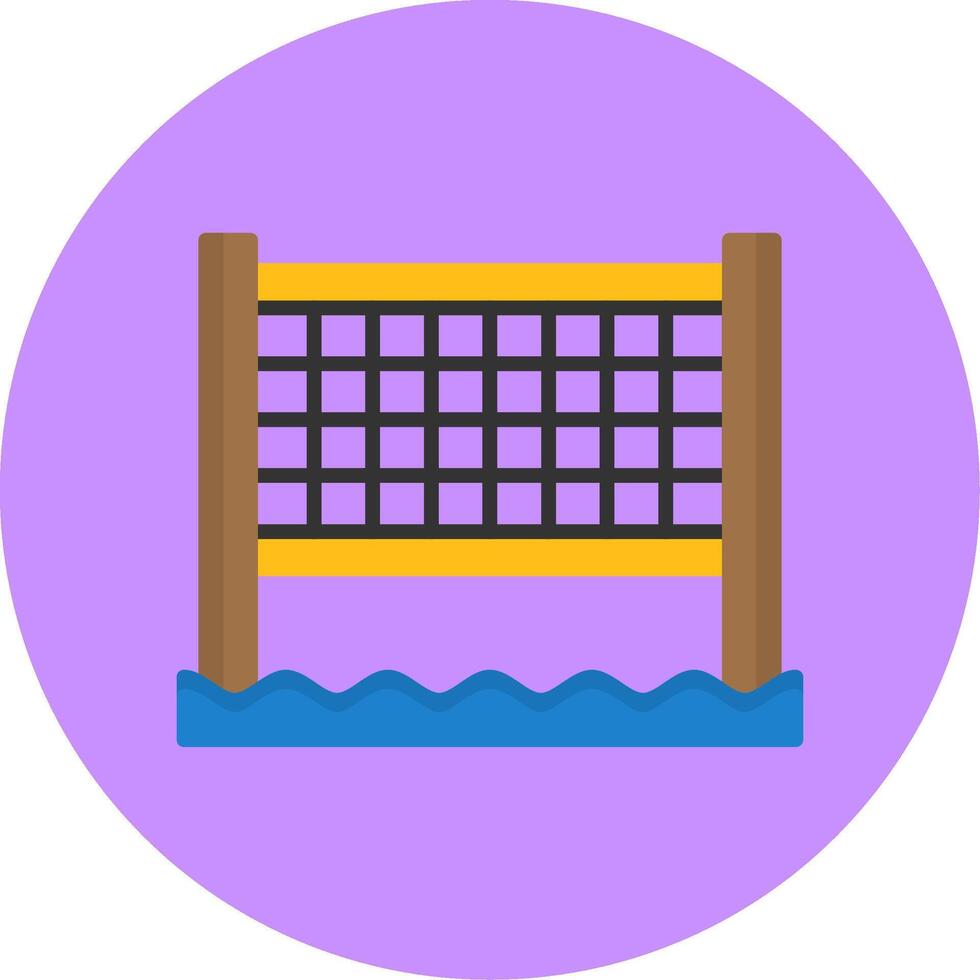 Beach volleyball net Flat Circle Style Icon vector