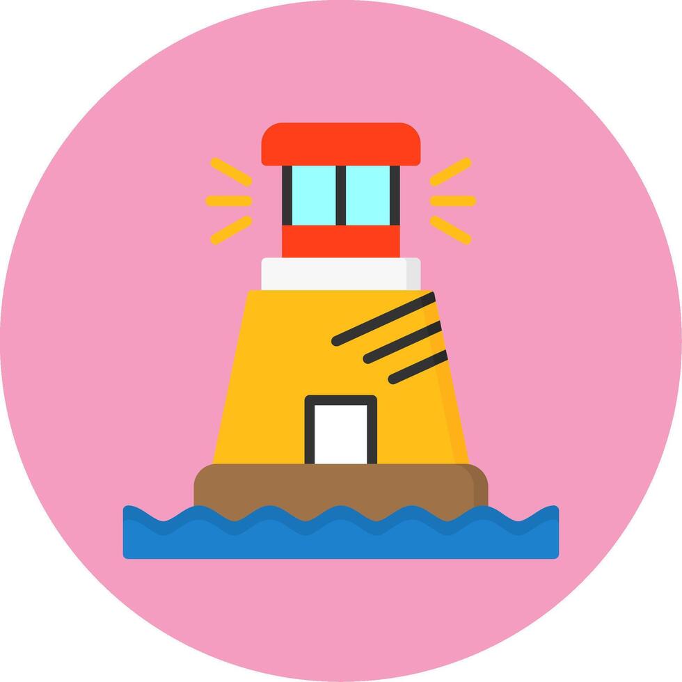 Lighthouse Flat Circle Style Icon vector