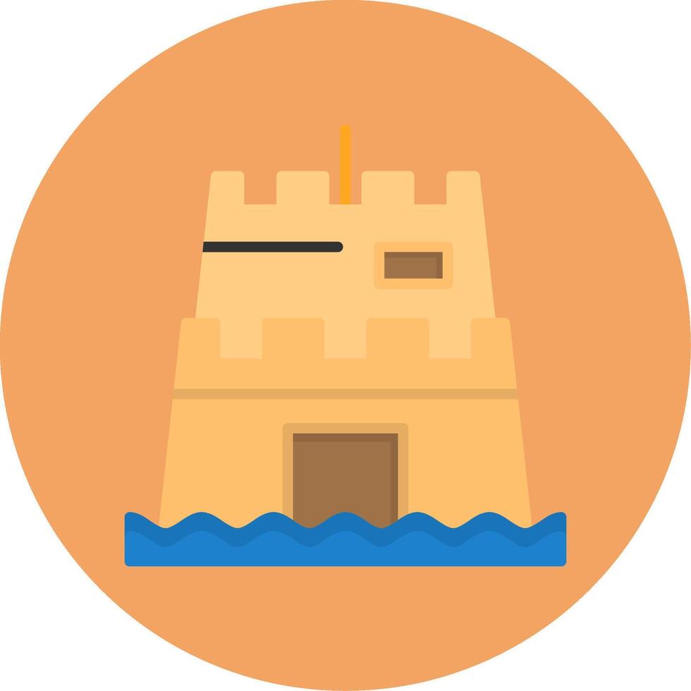 Sand sculpture Flat Circle Style Icon vector