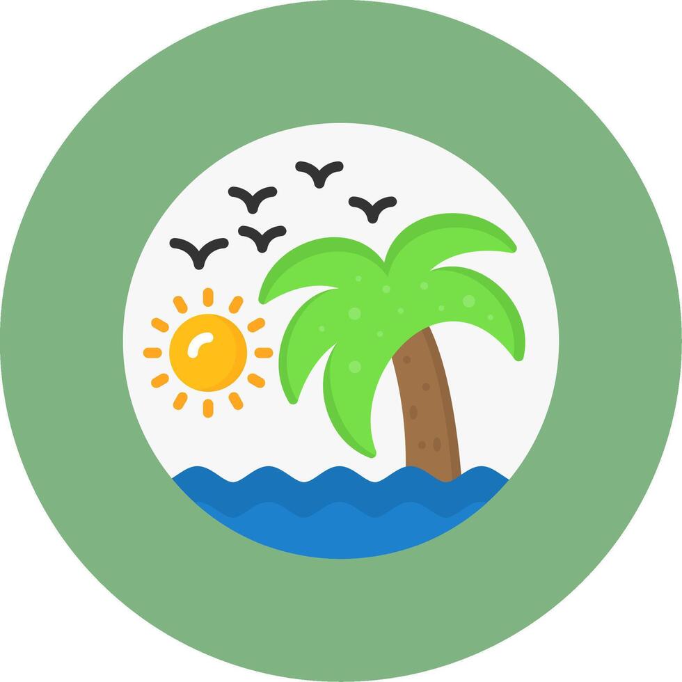 Beach painting Flat Circle Style Icon vector