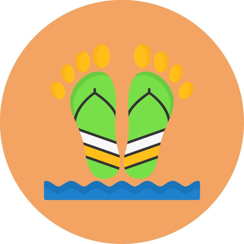 Beach walk Flat Circle Style Icon vector