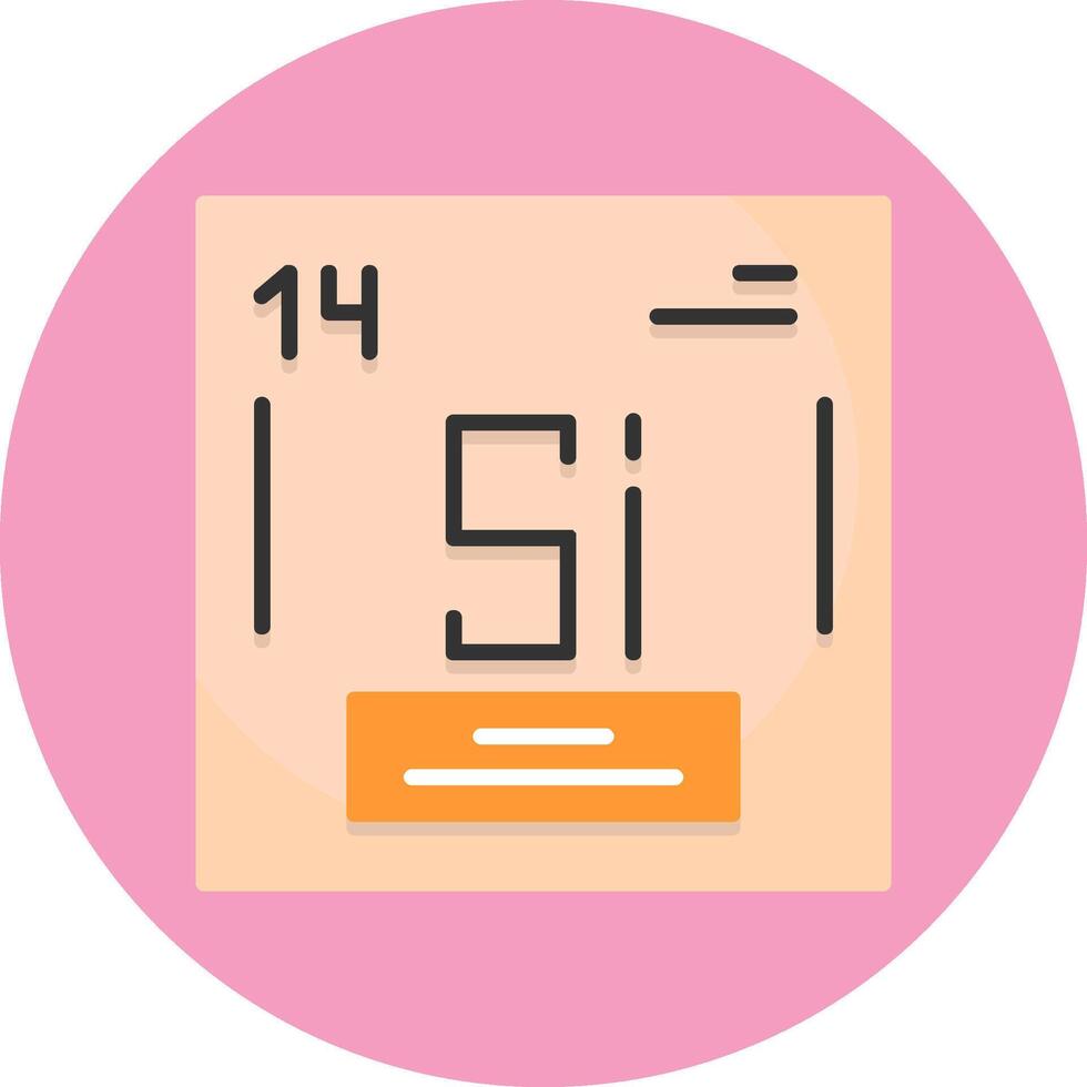 Silicon Chemical Element Flat Circle Style Icon vector