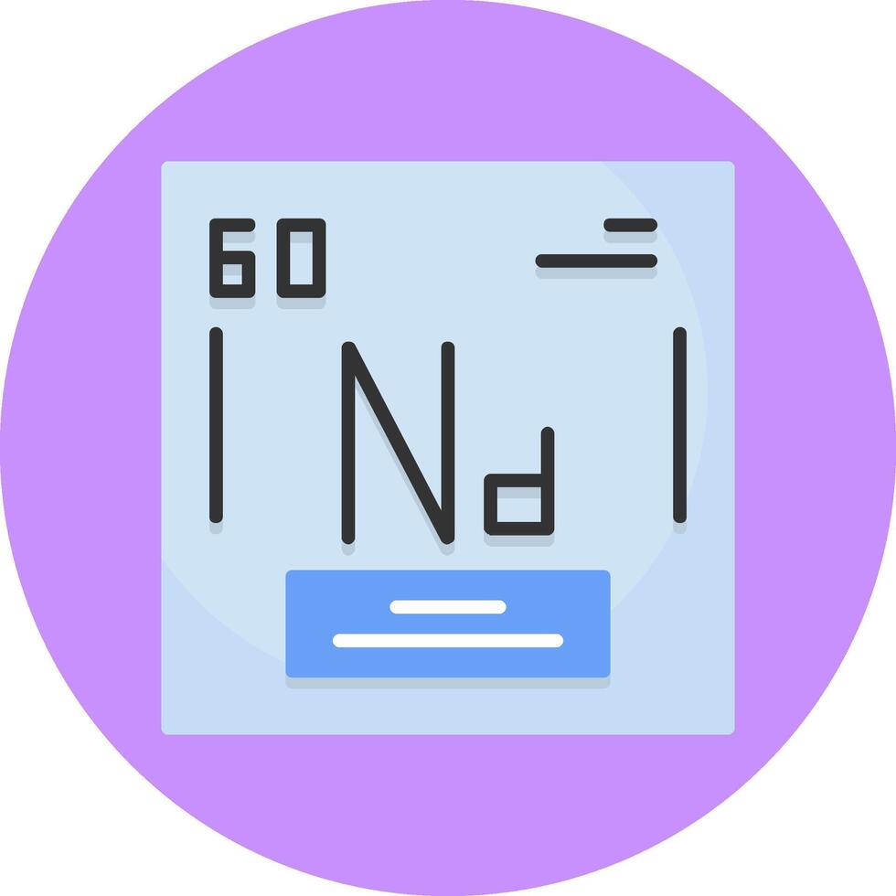 Neodymium Chemical Element Flat Circle Style Icon vector