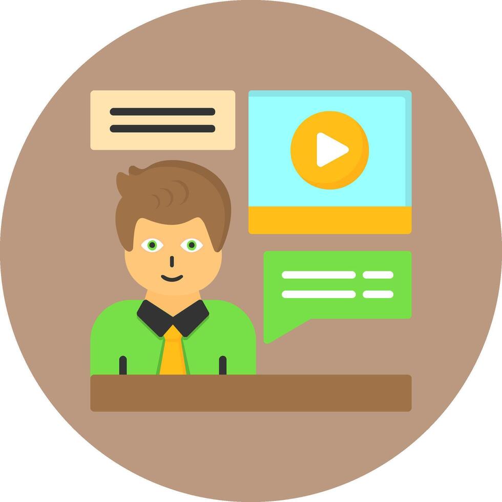 Interview Flat Circle Style Icon vector