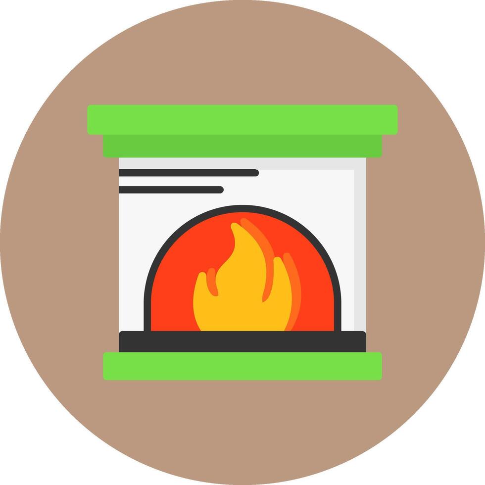 Fireplace Flat Circle Style Icon vector