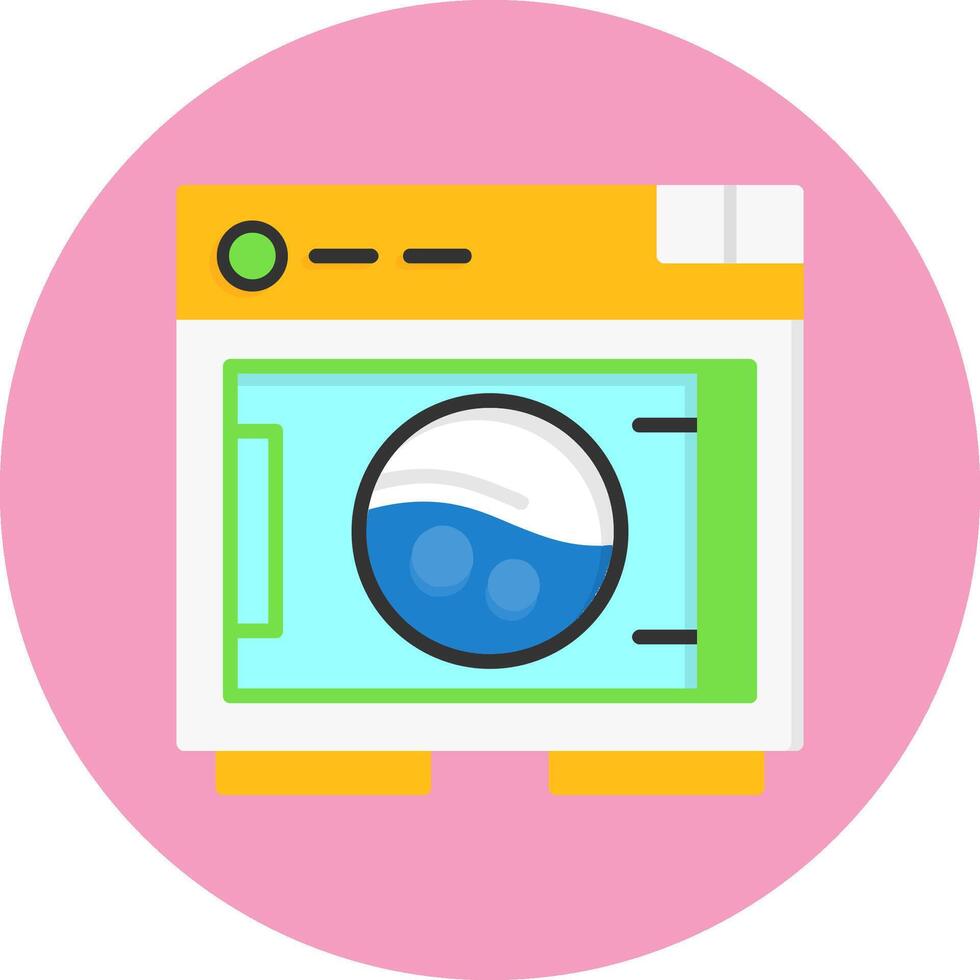 Washing machine Flat Circle Style Icon vector